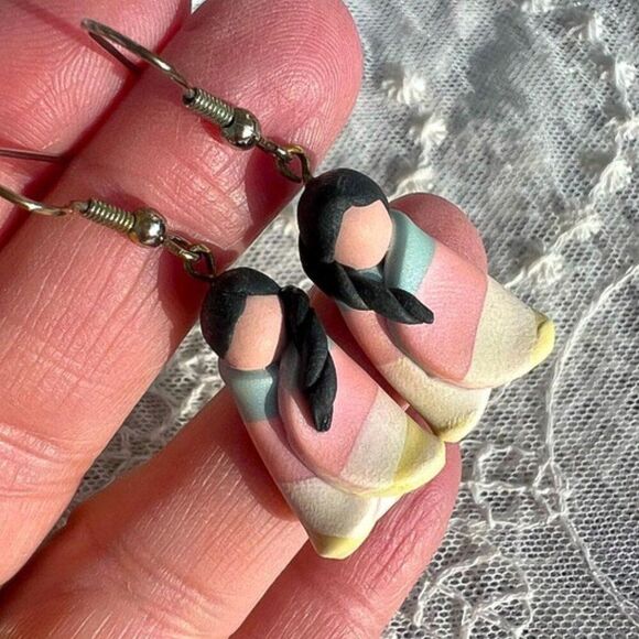 Artisan Clay Native Maiden Earrings - Picture 6 of 9